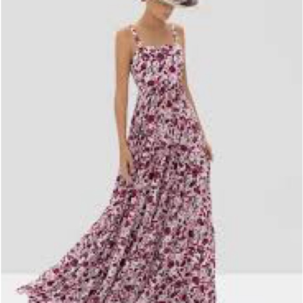 Alexis Red and Pink Tiered Maxi Sundress